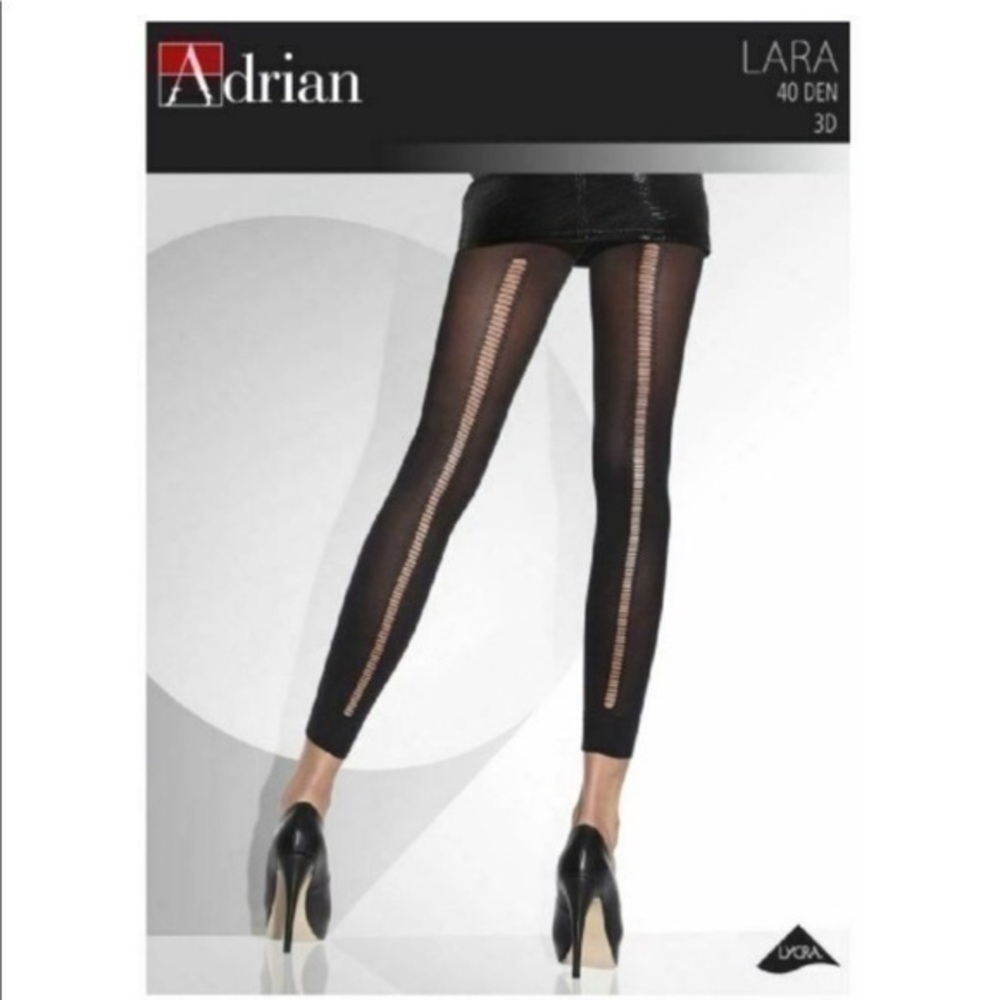 Black Lara legging style ripped leg design footless tights NEW XS Small